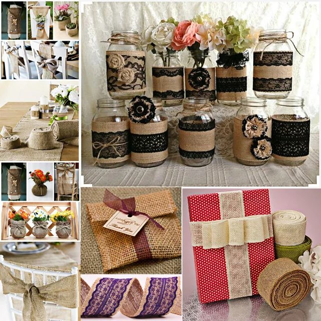 Solid color jute burlap ribbon