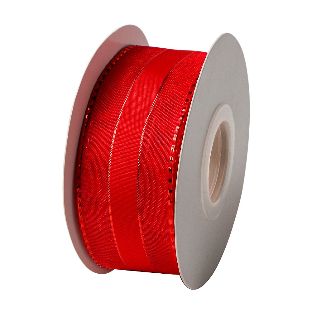 Red organza ribbon with wire packing ribbon decorative ribbon
