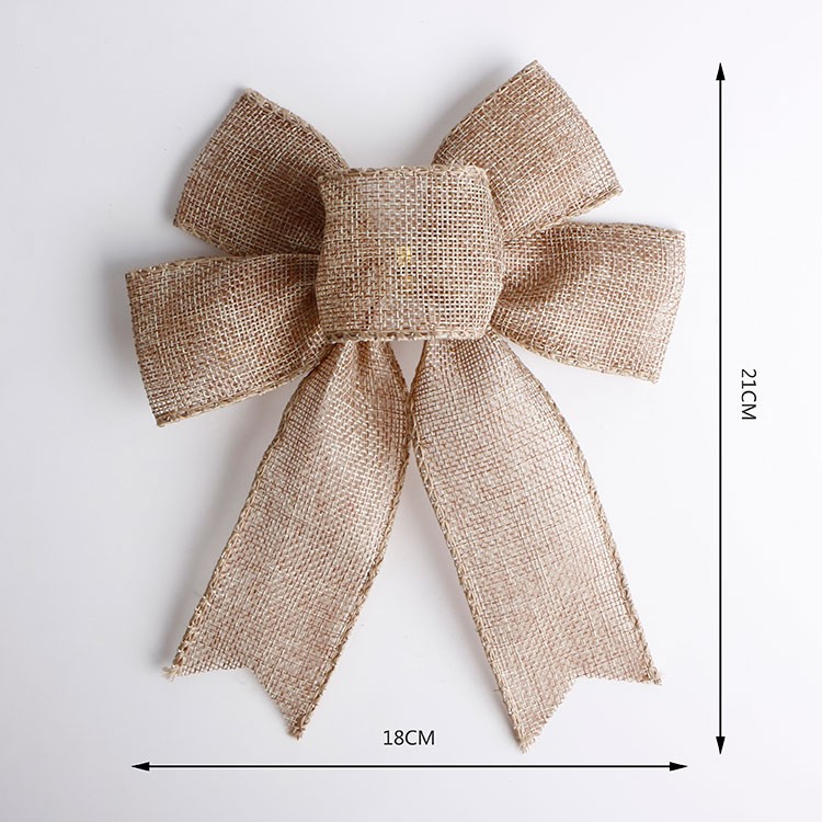 Natural burlap ribbon bow for gift packing