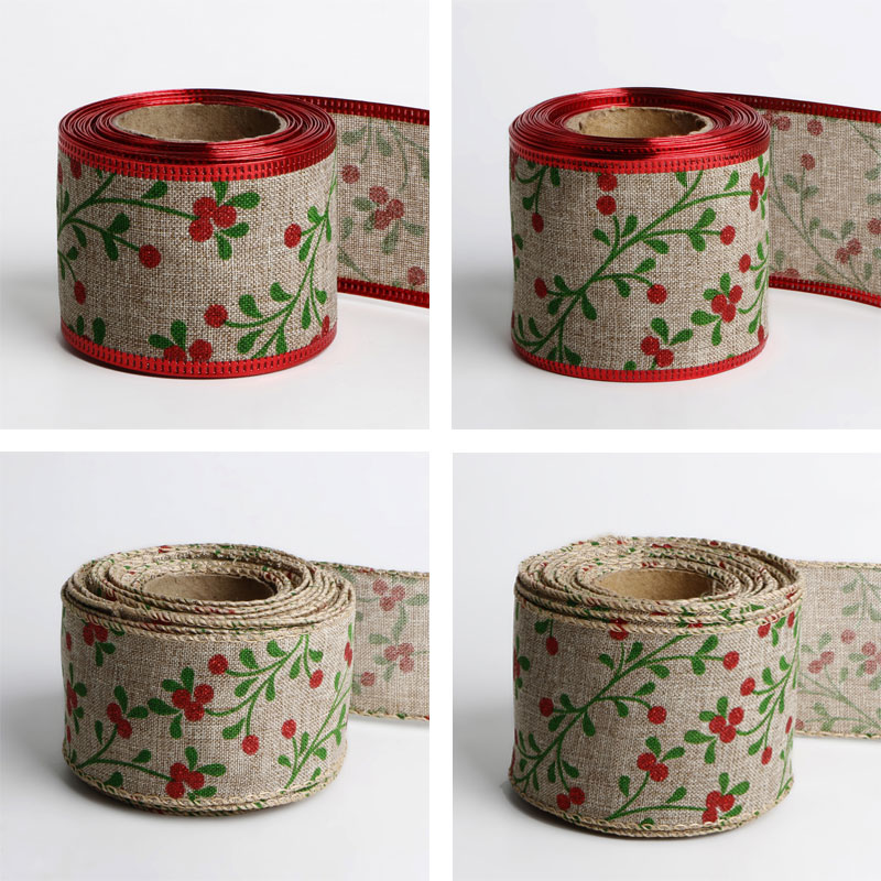 Wired burlap Christmas holiday ribbon