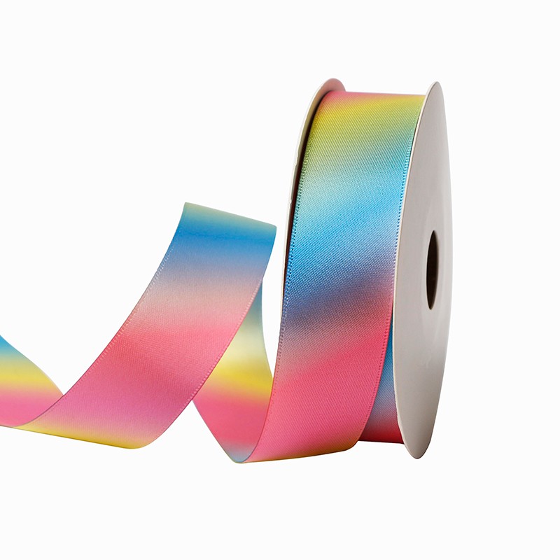 benutzerdefiniertes Satin-Regenbogenband, Farbverlaufs-Regenbogenband, Hersteller von Regenbogenbändern