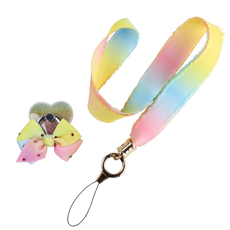 Custom ribbon lanyard rainbow grosgrain ribbon for mobile phone
