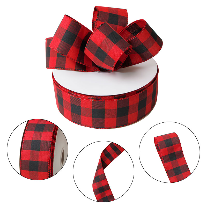 Nastro di tela plaid rosso e nero