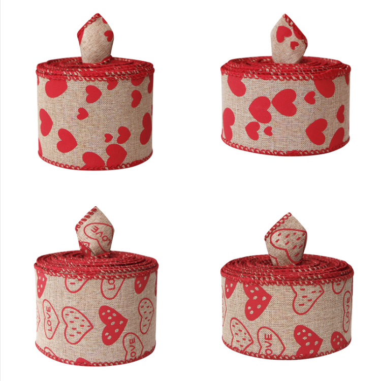 Ruban de Saint-Valentin ruban rouge ruban de toile de jute filaire pour les décorations d'emballage cadeau