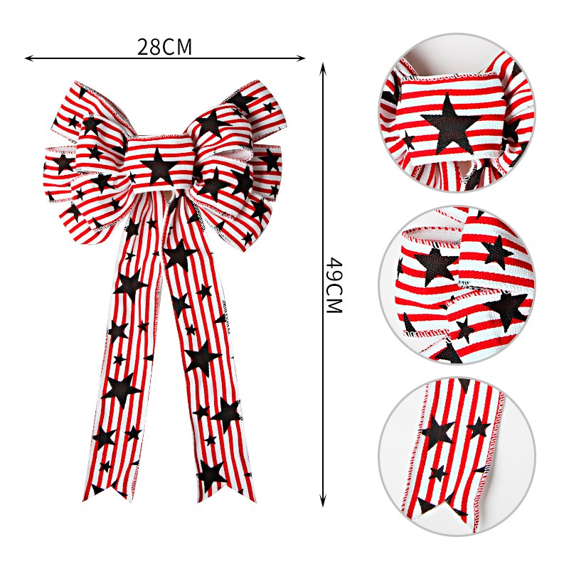 Independence day ribbon bow large decorative burlap ribbon bows