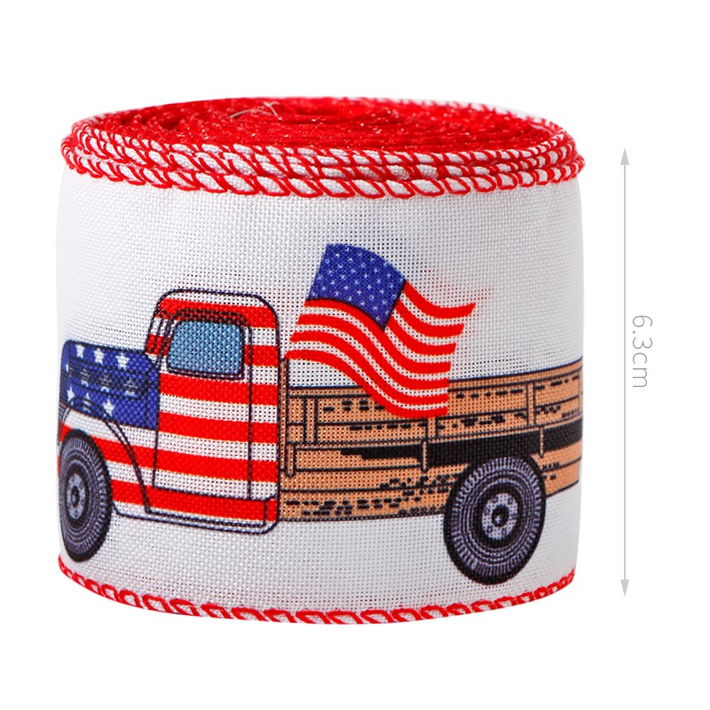 Fita de serapilheira patriótica, fita de borda com fio, fita vermelha de caminhão