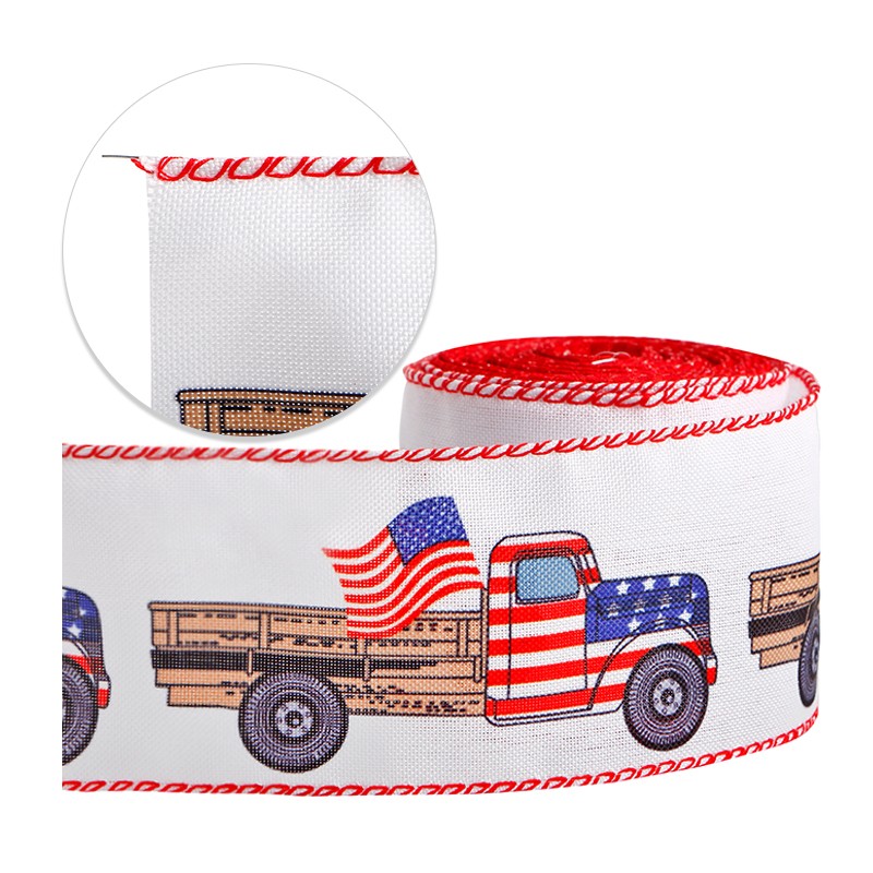 Cinta de arpillera patriótica, cinta de borde con cable, cinta de camión rojo