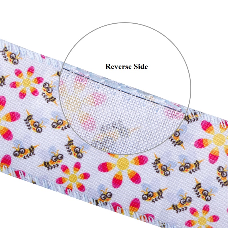 Bumble Bee Wired Edge Ribbon,Sprint burlap ribbon,Honeybee print ribbon