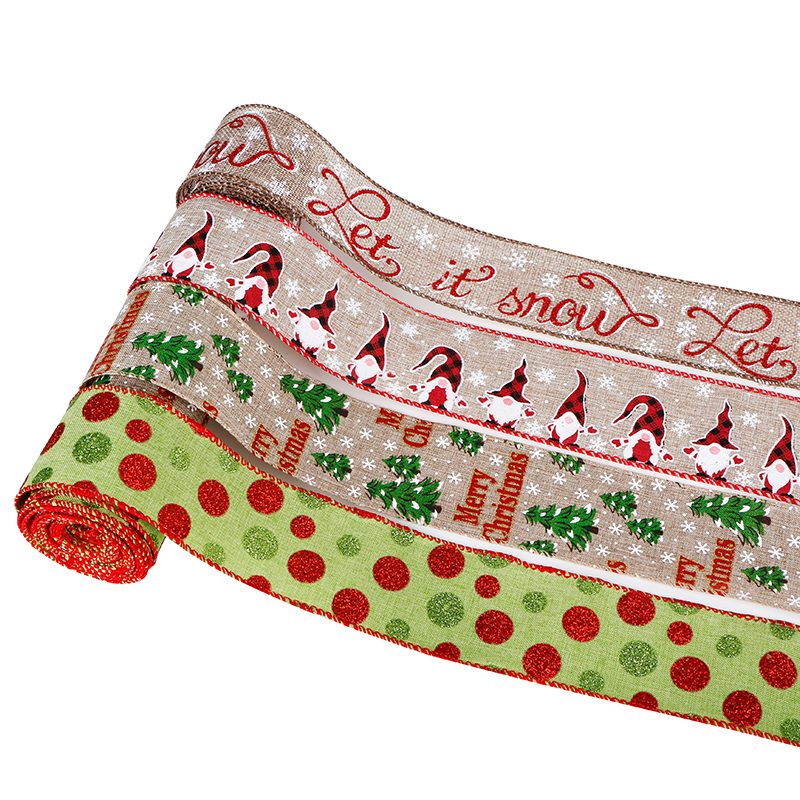 2,5-Zoll-Weihnachtsband, Drahtband, Weihnachtsbaumbänder