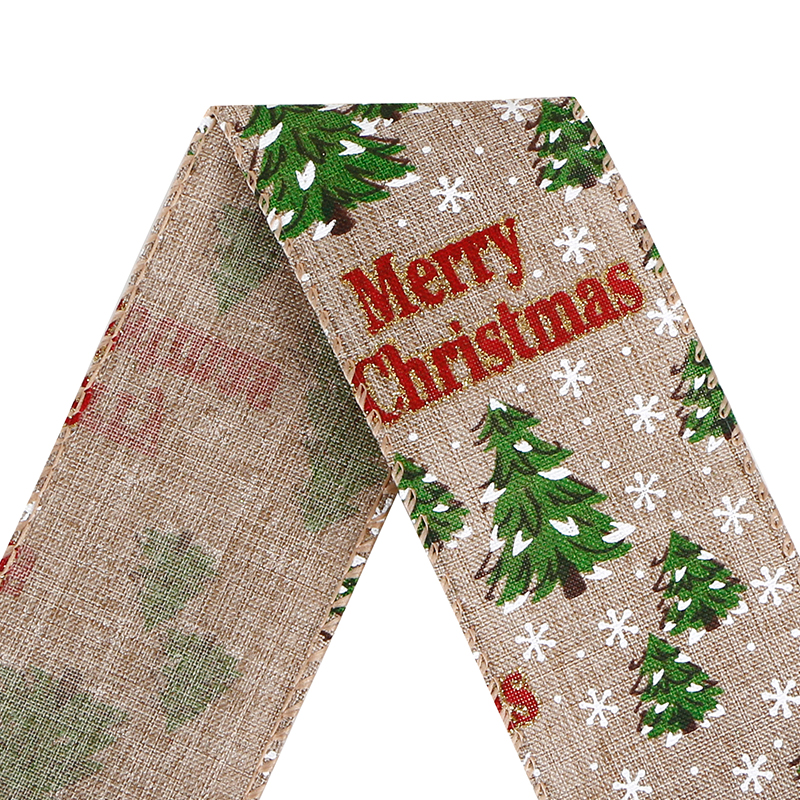 2.5 inch Christmas Ribbon，Wired Edge Ribbon，Christmas Tree Ribbons