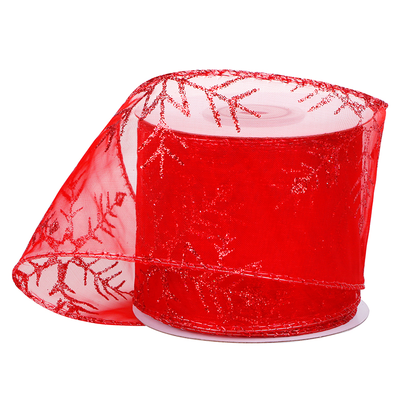wired edge organza ribbon,Christmas wired edge ribbon,red organza ribbon,organza wired ribbon