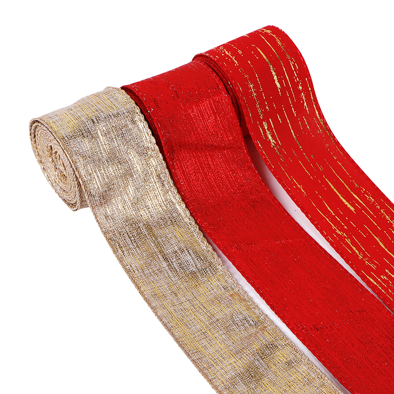 Glitter verdrahtetes Band, Sackleinenband 2,5 Zoll, roter Weihnachtsbandgroßverkauf
