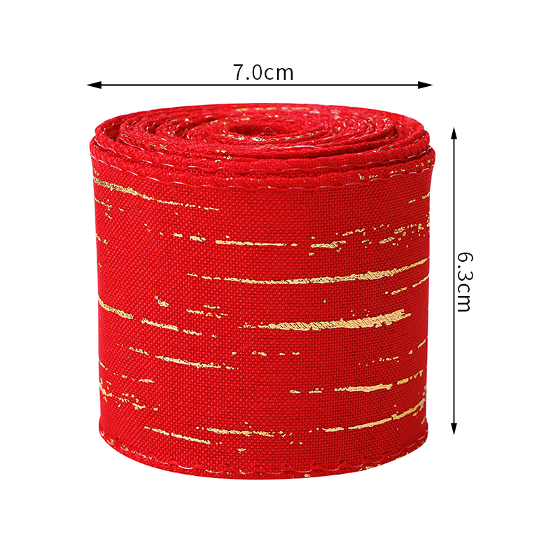 Cinta con cable brillante, cinta de arpillera de 2,5 pulgadas, cinta navideña roja al por mayor