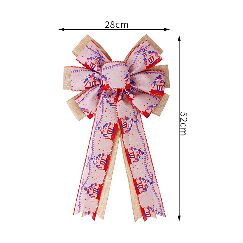large ribbon bow,burlap ribbon bow,burlap bow wholesale,independence day ribbon bow