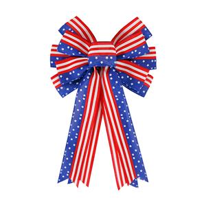 Onafhankelijkheidsdag krans strikken Amerikaanse vlag grote jute lint strikken voor decoratie