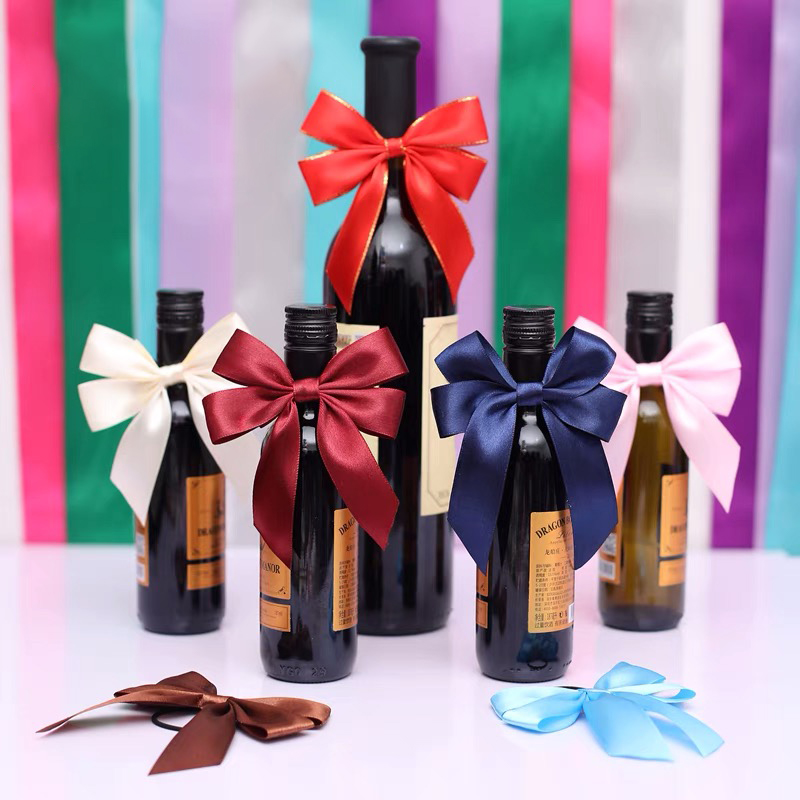 أقواس زجاجة النبيذ ، القوس الشريط الساتان المخصص ، القوس الشريط التفاف هدية