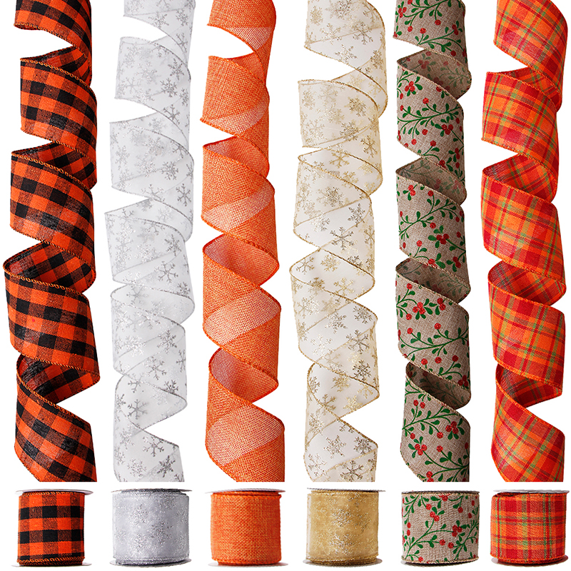 Wired craft ribbon,holiday organza ribbon,Ribbon for Xmas