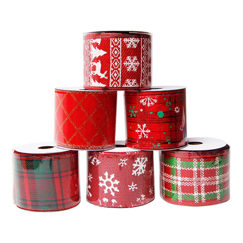 Sackleinen-Schneeflockenband, Großhandelsleinenband, Weihnachtsbänder mit verdrahteten Kanten