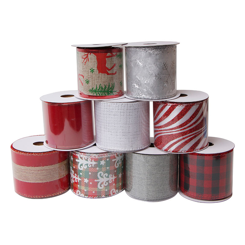 Wholesale Christmas Ribbons,Christmas ribbon wired edge,2.5 inch christmas ribbons