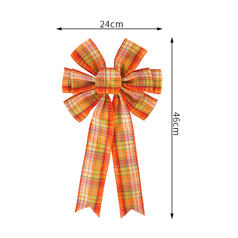 burlap ribbon bow,plaid ribbon bow,thanksgiving day ribbon bow