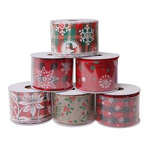 2 Inch Jute Lint Kerst Bedrade Rand Linten Bedrade Plaid Lint voor DIY Craft Wrapping Kerst Decoratie:
