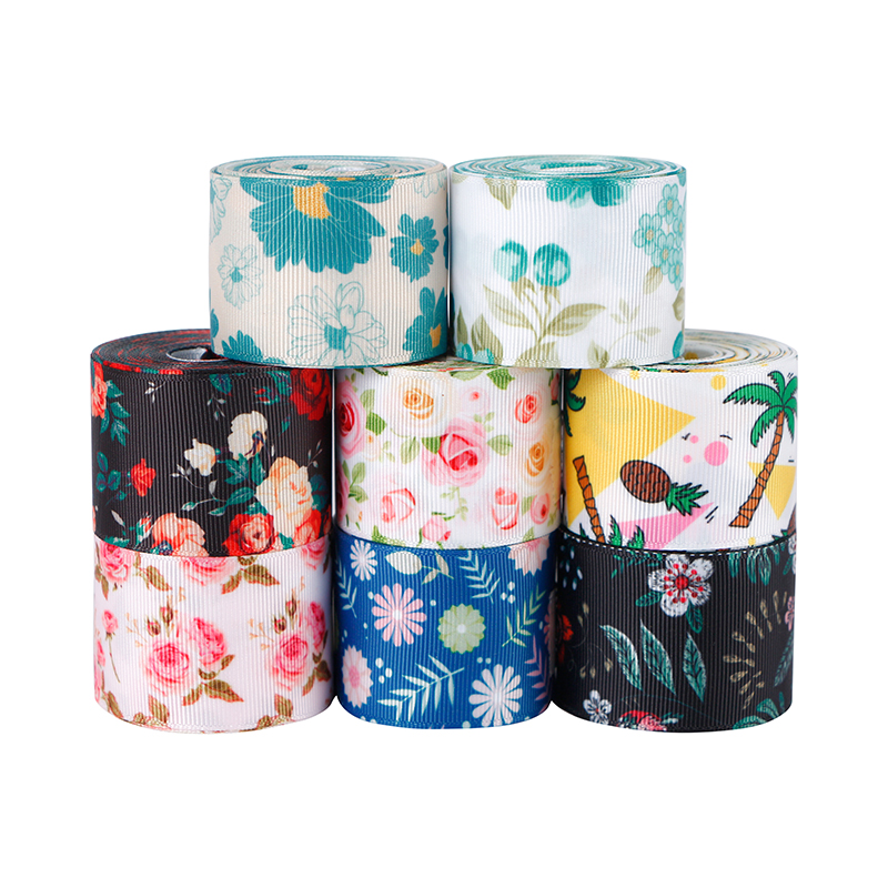 1.5 inch flower printed ribbon customized floral pattern grosgrain ribbon supplier