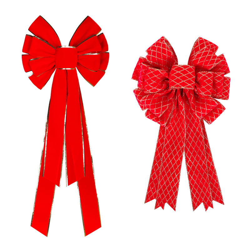 red Christmas bow,velvet Christmas bows,holiday Christmas bows