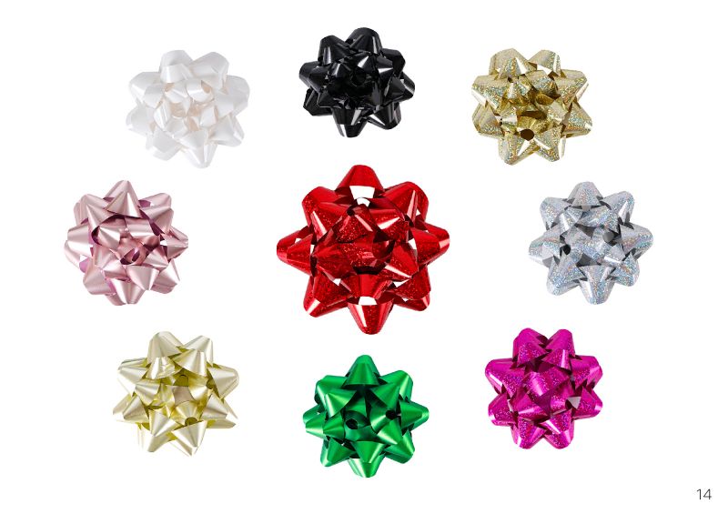 Multi-color Polypropylene Gift wrap bow,star bow for Christmas and party decoration