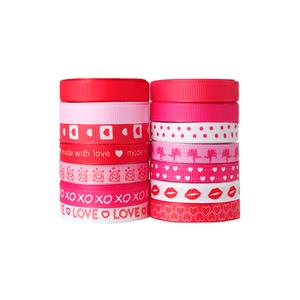 Valentines Grosgrain Ribbons with ink print 9mm