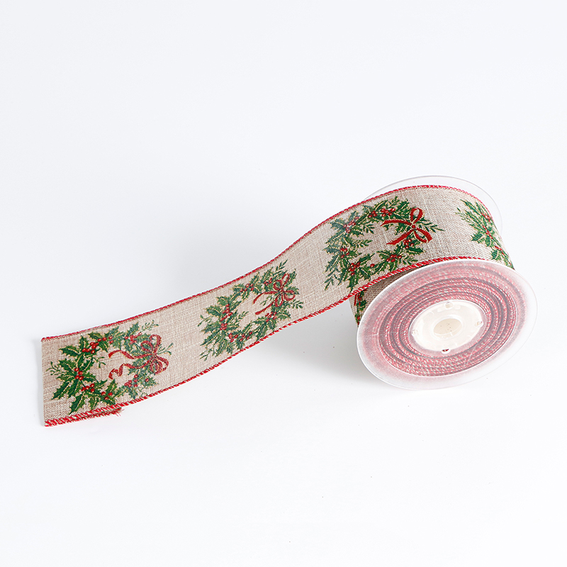 用于工艺品礼品包装圣诞装饰品的有线圣诞丝带