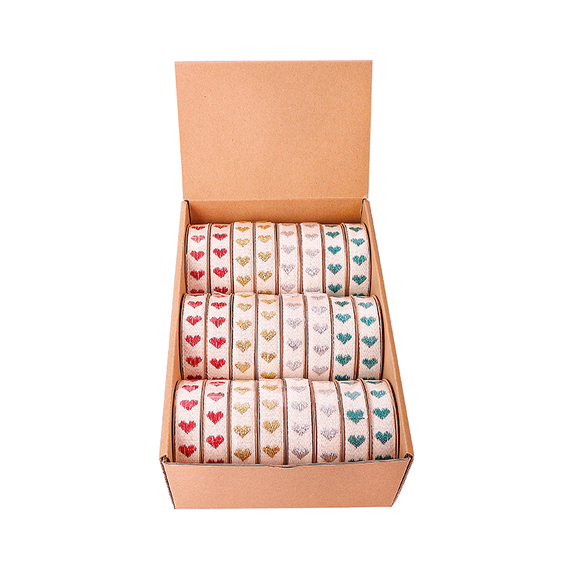 24 fitas de coração de algodão com caixa de varejo