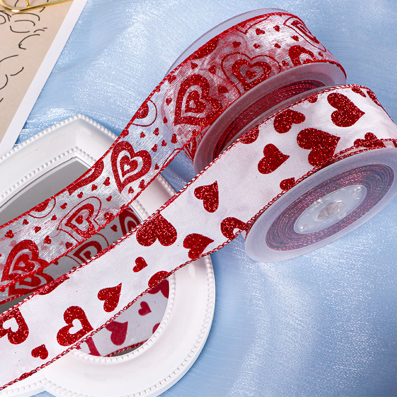 Happy Valentines wire edge ribbons hot seller 