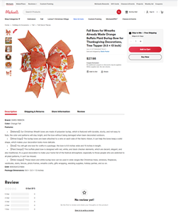 We are selling Autumn wire edge bow via Michaels Store