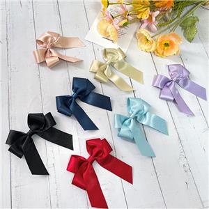Satin with lurex edge ribbon bow with elastic tie bow wholesale gift ribbon bow supplier