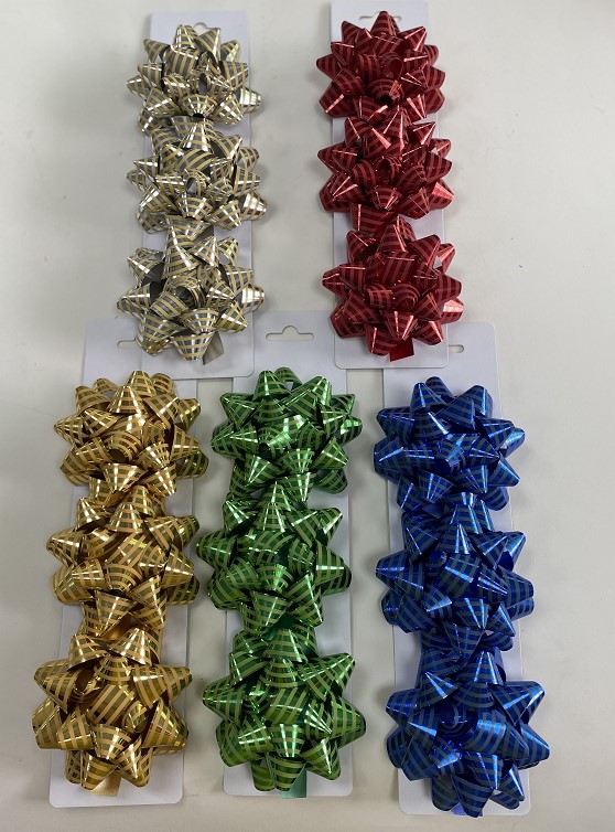 Printed striped polypropylene star bow