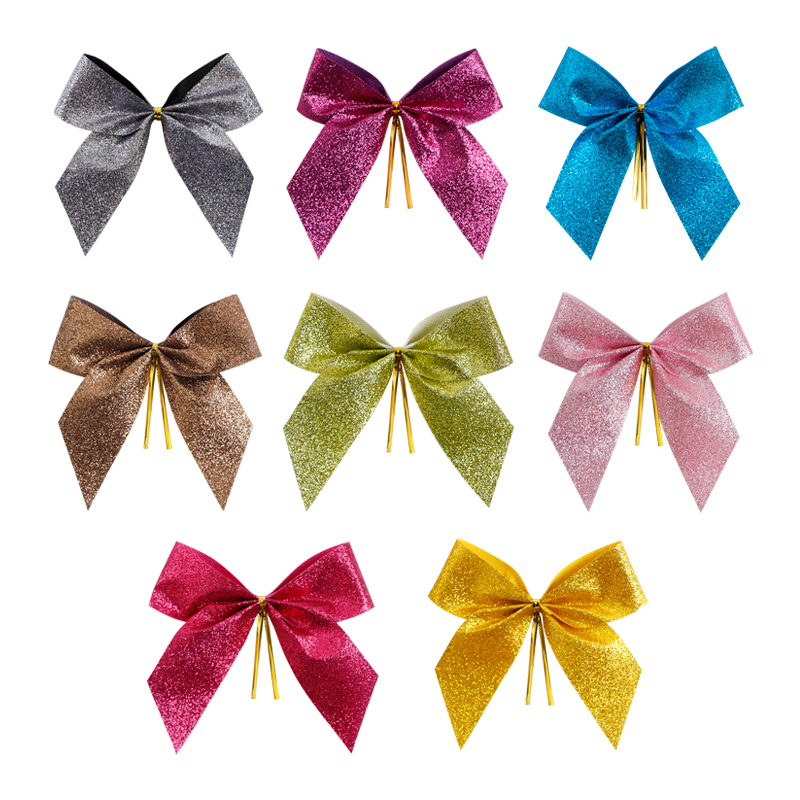 Glitter fabric ribbon bows Christmas bows deco