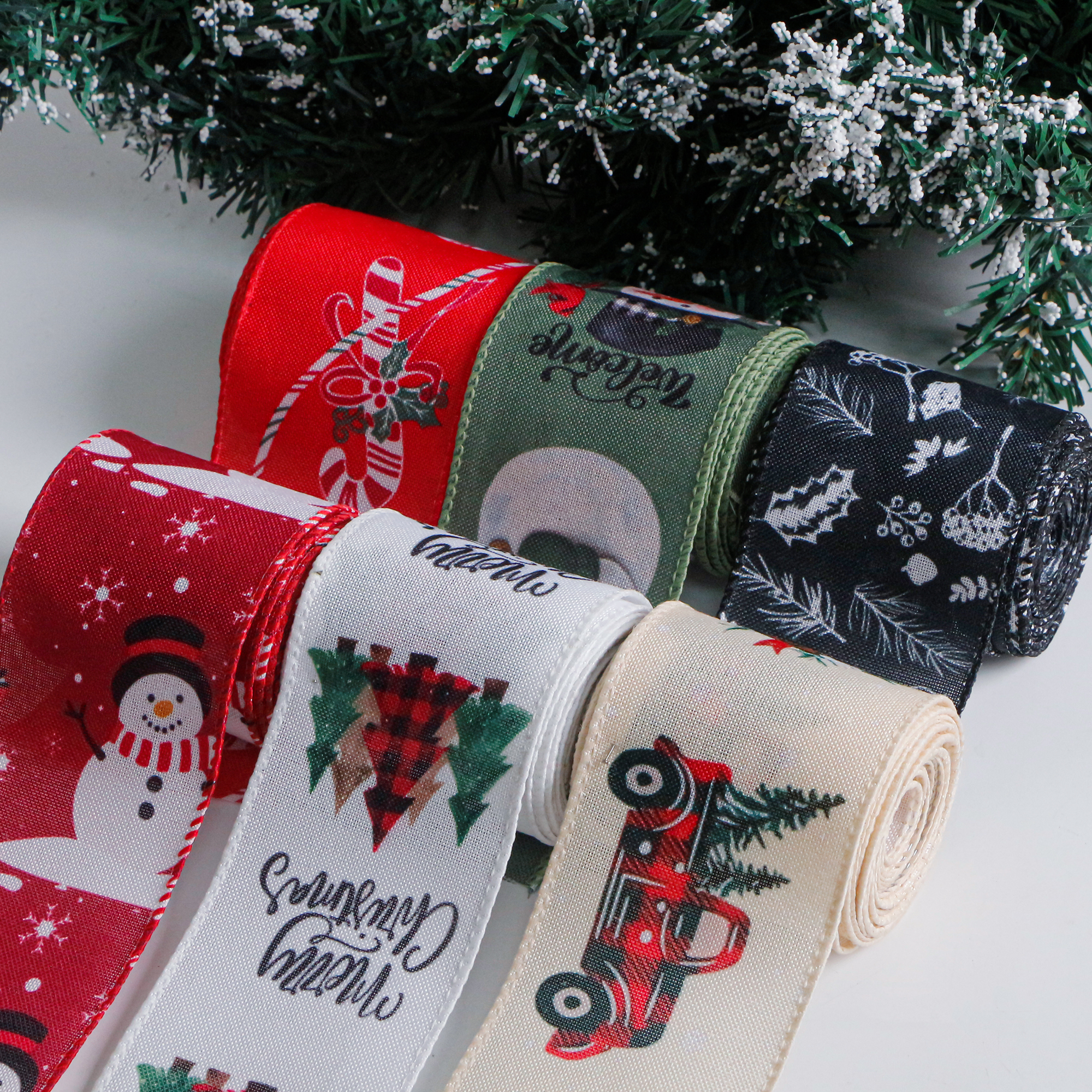 Christmas tree,Berry,leaf,snowman series ribbon