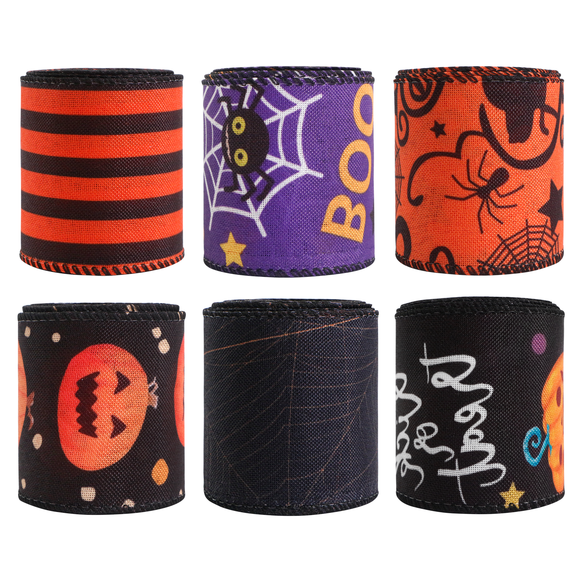 Halloween Wired Edge ribbon-25-inch orange black purple ribbon