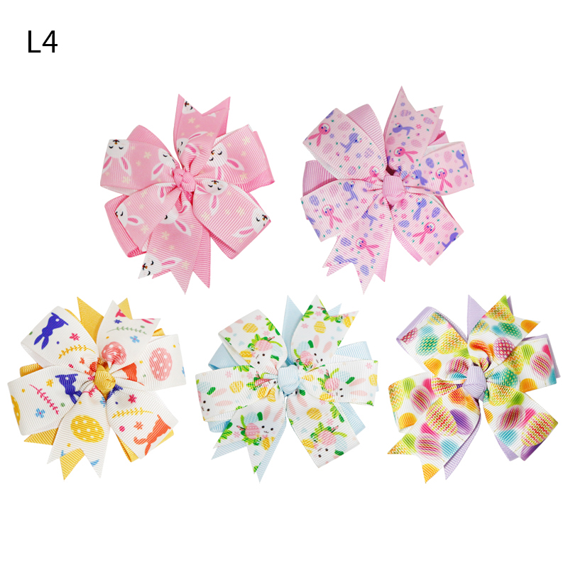 3.3x3.7 inch Hair bow for Easter baby clips girls hair bow