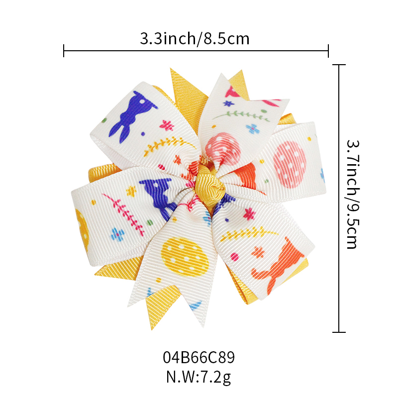 3.3x3.7 inch Hair bow for Easter baby clips girls hair bow