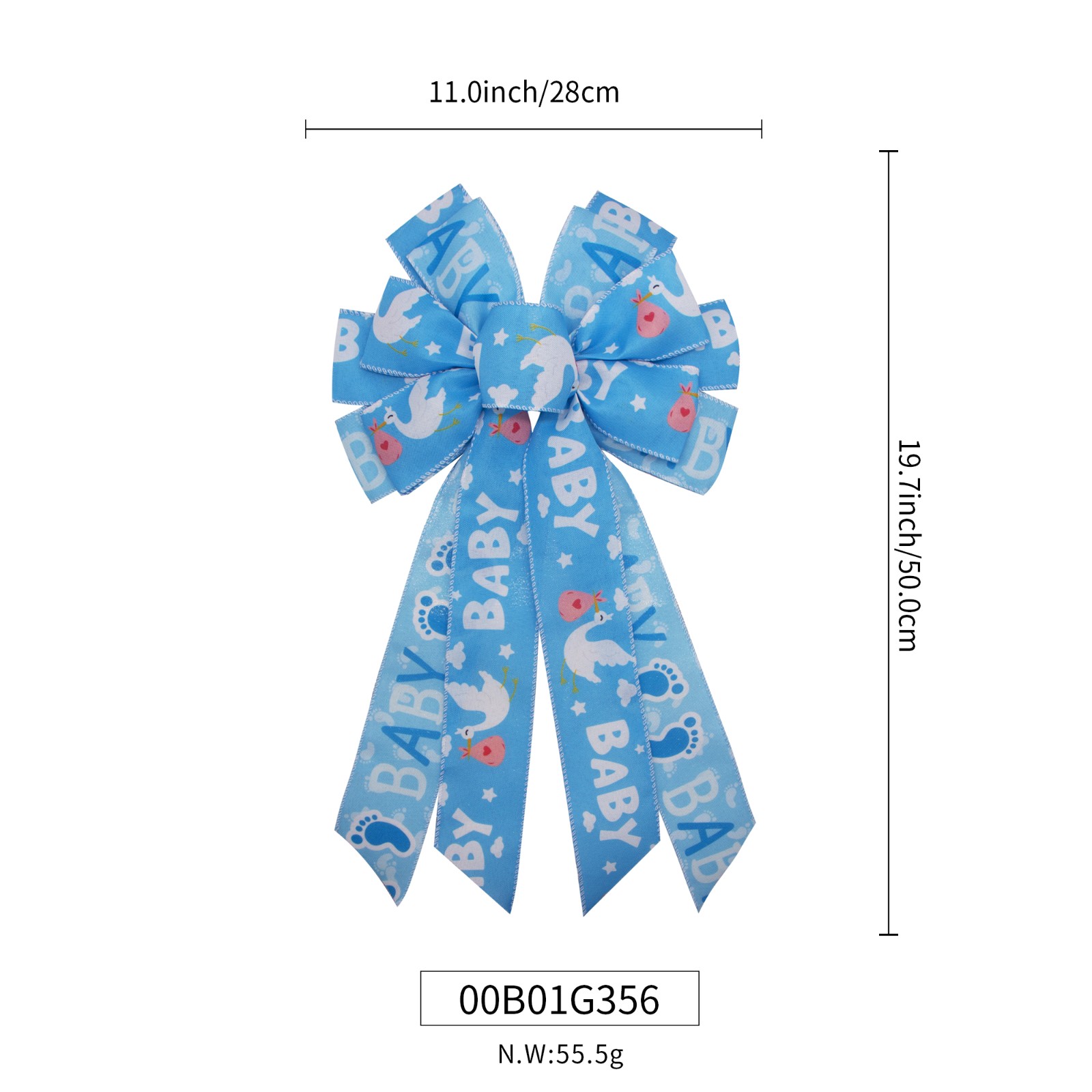  Baby blue color Daily bow Wired edge bow