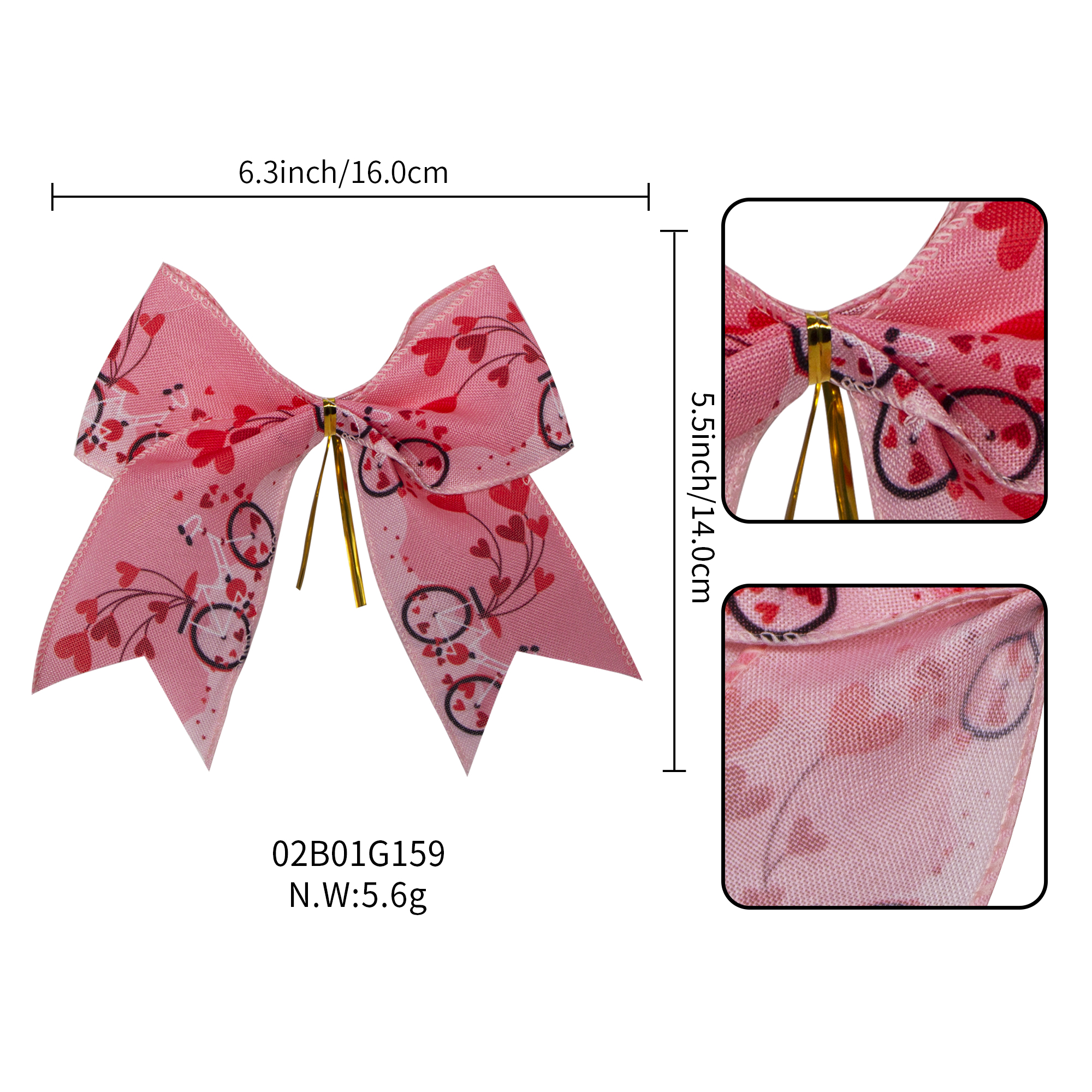 Valentines ribbn bow Wired edge bow