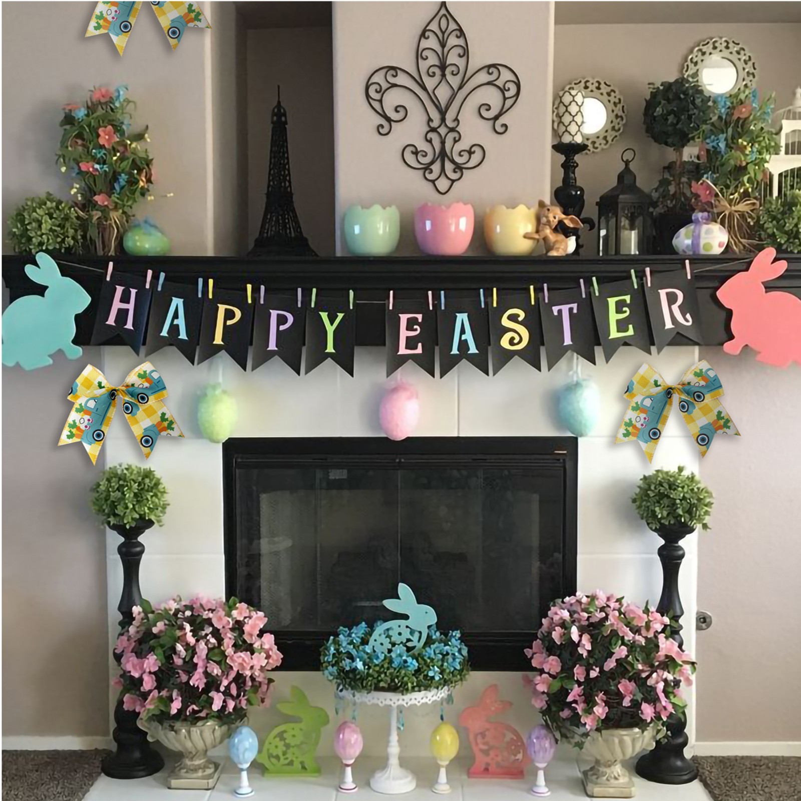 thumbnail image 2 of Juinte Easter Decorative Wired Ribbons 3 Rolls 20 Yards Bunny Egg Wired Edge Polyester Ribbon DIY Assorted Fabric Ribbons For Wreaths, Present Wrapping, Bow Decoration 2 of 9