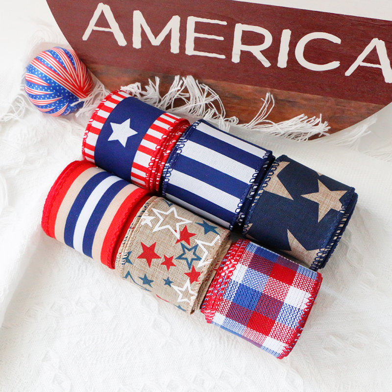 Patriotic ribbon wholesale,Independence day burlap ribbon,American ribbon