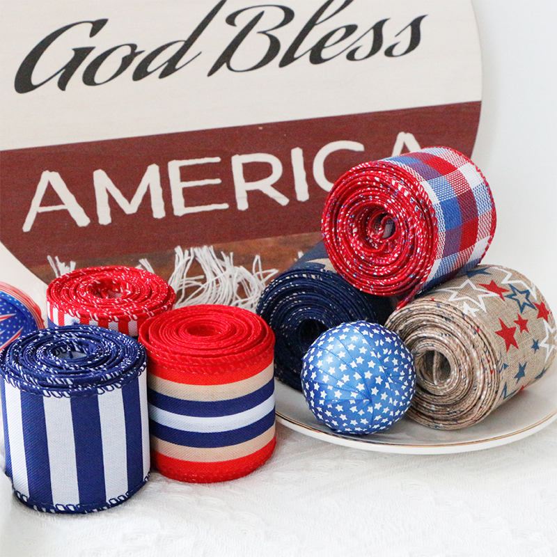 Patriotic ribbon wholesale,Independence day burlap ribbon,American ribbon