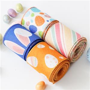 63mm Easter burlap ribbon Easter burlap ribbon rabbit egg carrot design