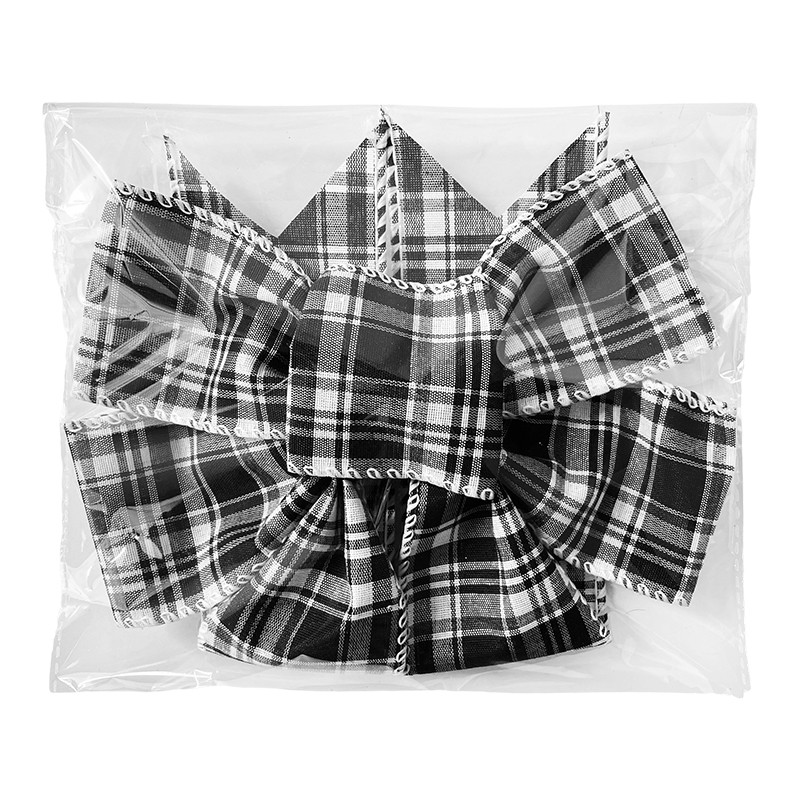 Black White Buffalo Plaid Bow Christmas Wreath Holiday Bowknot DIY Crafts Ornaments for Christmas Tree Topper Wedding Party Decorations