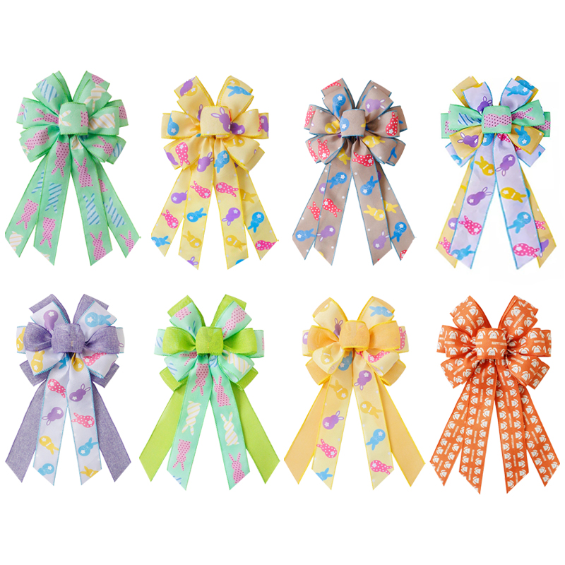 Large Easter Bows for Wreaths, Easter Decor, Indoor Outdoor Wall Window Decorations