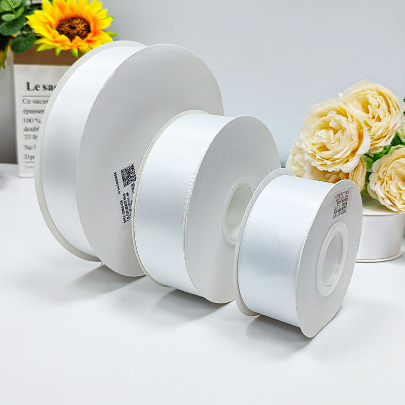 White Satin Ribbon - Solid Color Single/Double Sided