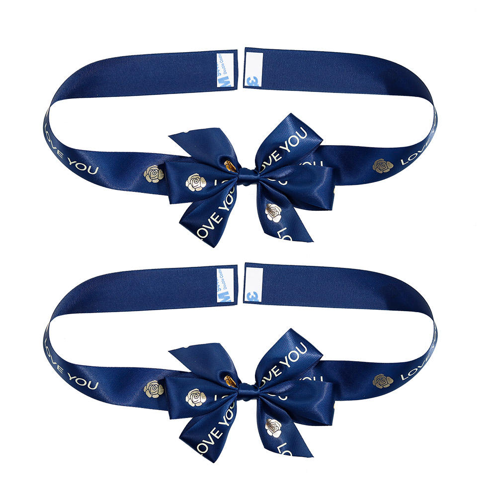 Custom Blue Ribbon Bow for High-Quality Tie Gift Packaging